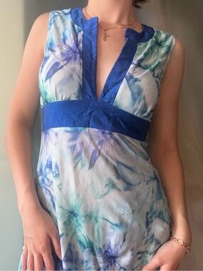 Searle Blue Floral Vintage Y2K Midi Dress | Size 4